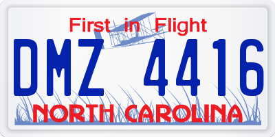 NC license plate DMZ4416