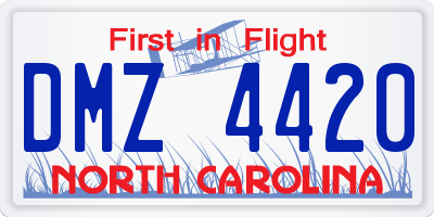 NC license plate DMZ4420