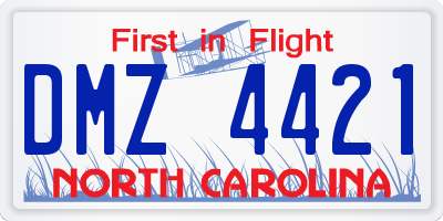 NC license plate DMZ4421