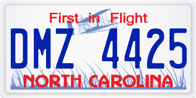 NC license plate DMZ4425