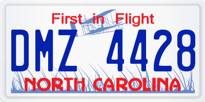 NC license plate DMZ4428