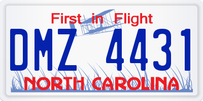 NC license plate DMZ4431