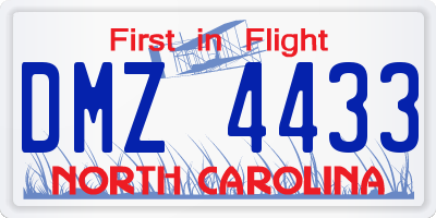 NC license plate DMZ4433