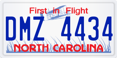 NC license plate DMZ4434