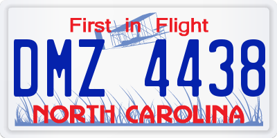 NC license plate DMZ4438