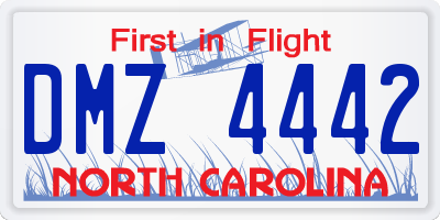 NC license plate DMZ4442