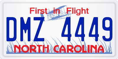 NC license plate DMZ4449