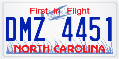 NC license plate DMZ4451