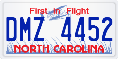 NC license plate DMZ4452