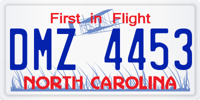 NC license plate DMZ4453