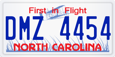 NC license plate DMZ4454