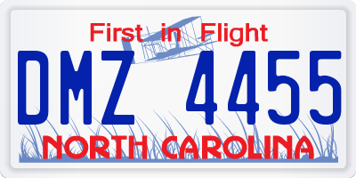 NC license plate DMZ4455