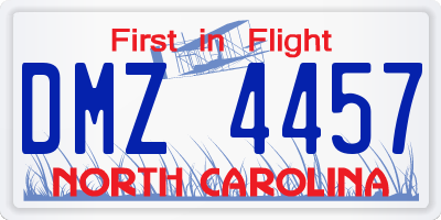 NC license plate DMZ4457