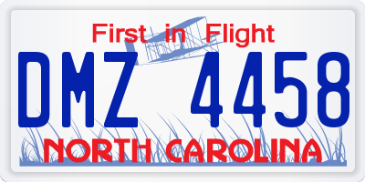 NC license plate DMZ4458