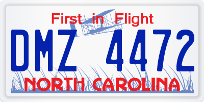 NC license plate DMZ4472