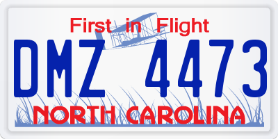 NC license plate DMZ4473