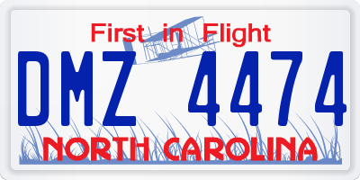 NC license plate DMZ4474