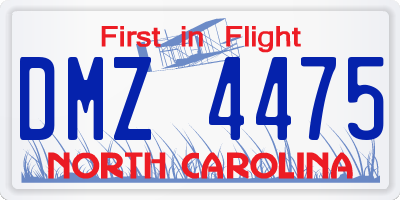 NC license plate DMZ4475