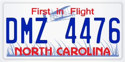 NC license plate DMZ4476