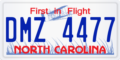 NC license plate DMZ4477