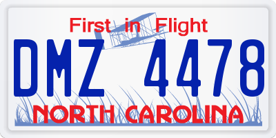 NC license plate DMZ4478