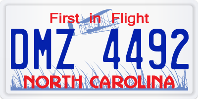 NC license plate DMZ4492