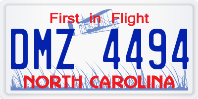 NC license plate DMZ4494