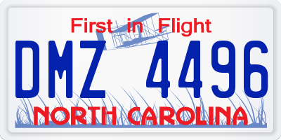 NC license plate DMZ4496