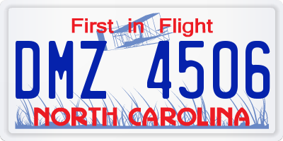 NC license plate DMZ4506