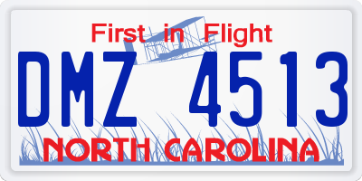 NC license plate DMZ4513