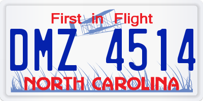 NC license plate DMZ4514