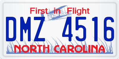 NC license plate DMZ4516