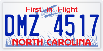 NC license plate DMZ4517