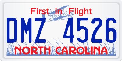 NC license plate DMZ4526