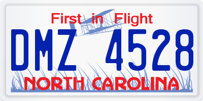 NC license plate DMZ4528