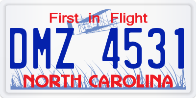 NC license plate DMZ4531