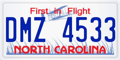 NC license plate DMZ4533