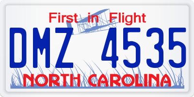 NC license plate DMZ4535