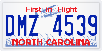 NC license plate DMZ4539