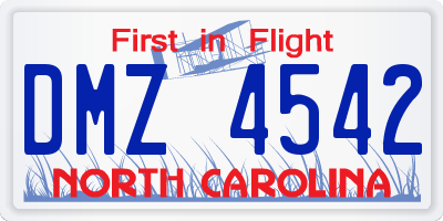 NC license plate DMZ4542