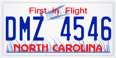 NC license plate DMZ4546