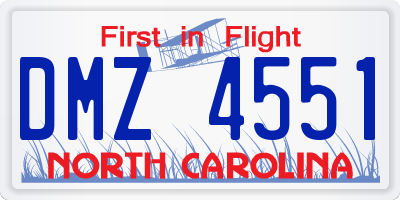 NC license plate DMZ4551