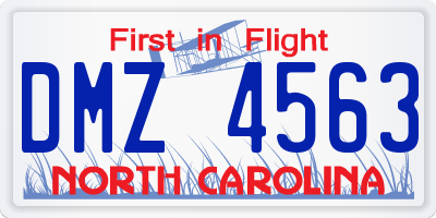 NC license plate DMZ4563
