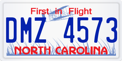 NC license plate DMZ4573