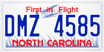 NC license plate DMZ4585