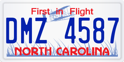 NC license plate DMZ4587