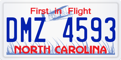 NC license plate DMZ4593