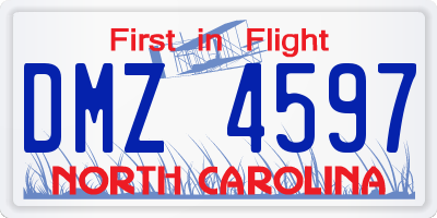 NC license plate DMZ4597