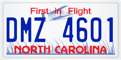 NC license plate DMZ4601