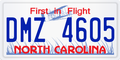 NC license plate DMZ4605